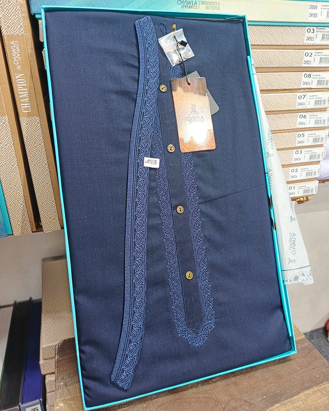 Blue Wash & Wear Embroidery Gala Ban Article 1808