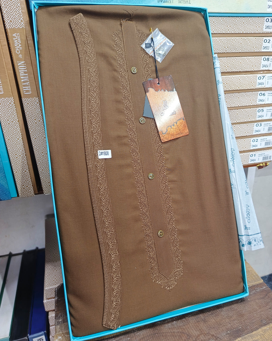 Brown Wash & Wear Embroidery Gala Ban Article 1808