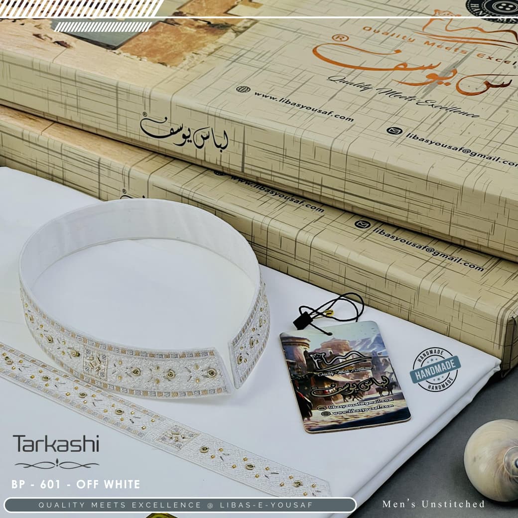 Off White Tar Kashi Boski Embroidery Gala Ban Article E-001