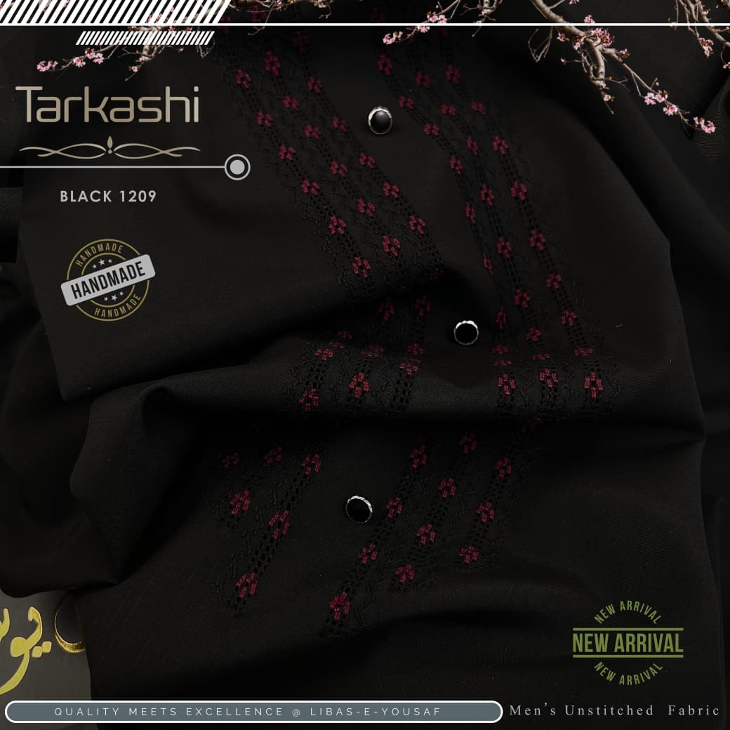 Tarkashi Black Boski Fabric by Libas E Yousaf