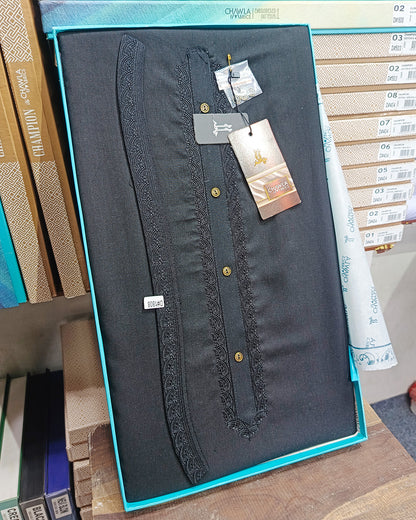 Dark Stone Gray Wash & Wear Embroidery Gala Ban Article 1808