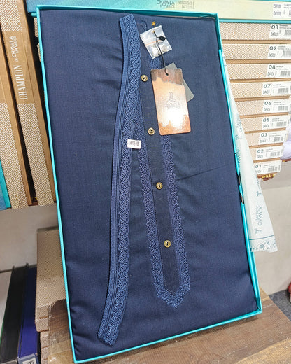 Blue Wash & Wear Embroidery Gala Ban Article 1808