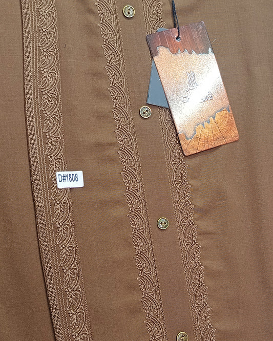 Brown Wash & Wear Embroidery Gala Ban Article 1808