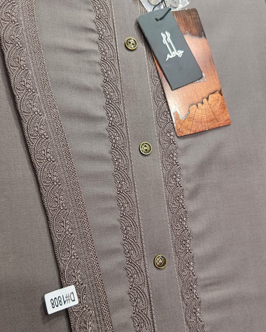 Taupe Brown Wash & Wear Embroidery Gala Ban Article 1808