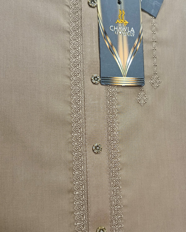 Brown Cotton Embroidery Gala Unstitched Article 404