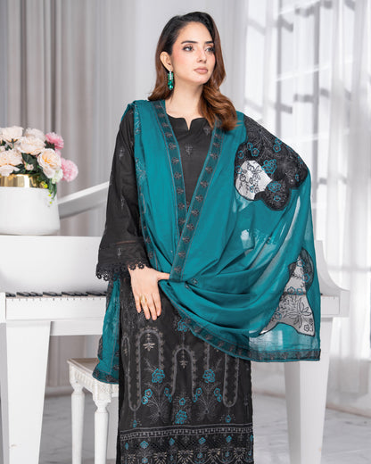 Alif Lawn – Fully Embroidered – Black