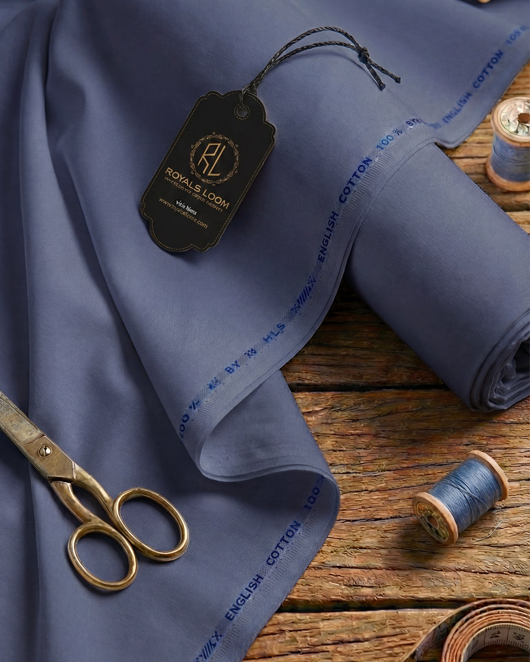 Royals Loom English Cotton Unstitched Suit – Slate Blue