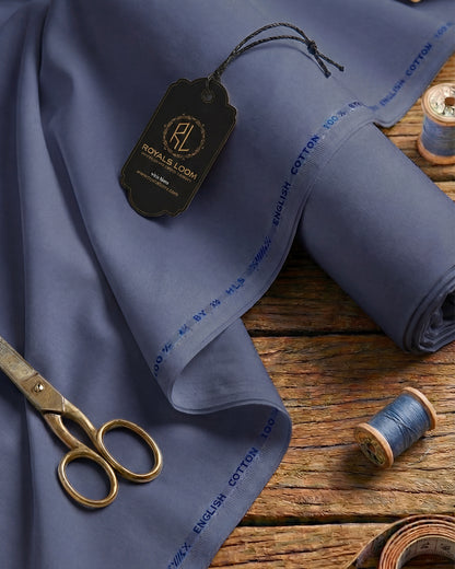 Royals Loom English Cotton Unstitched Suit – Slate Blue