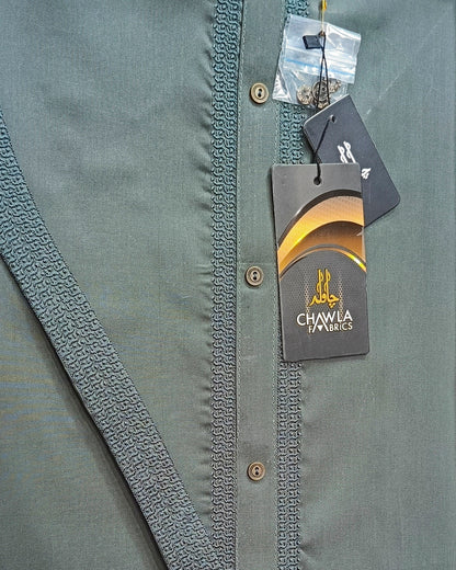 Sea Green Cotton Embroidery Gala Ban Unstitched Suite Article 503