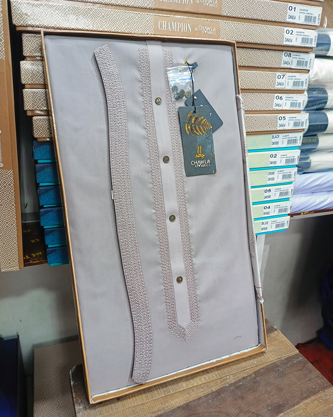 Gray Cloud Cotton Embroidery Gala Ban Unstitched Suite Article 503