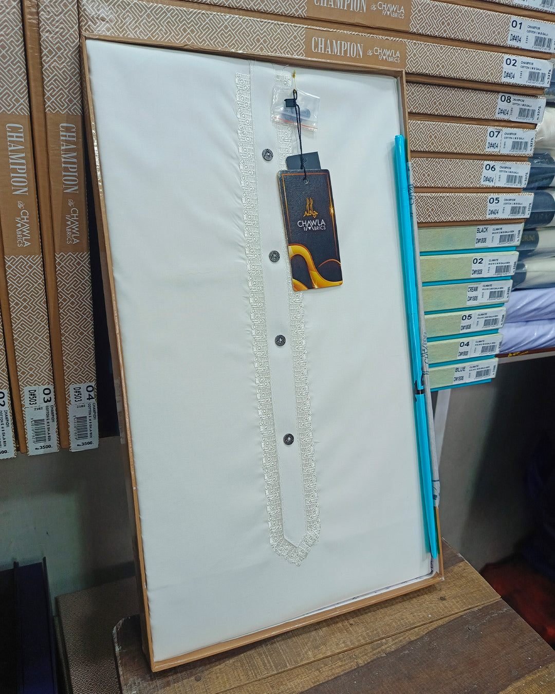 Soft Gray-Green Cotton Embroidery Gala Unstitched Article 408