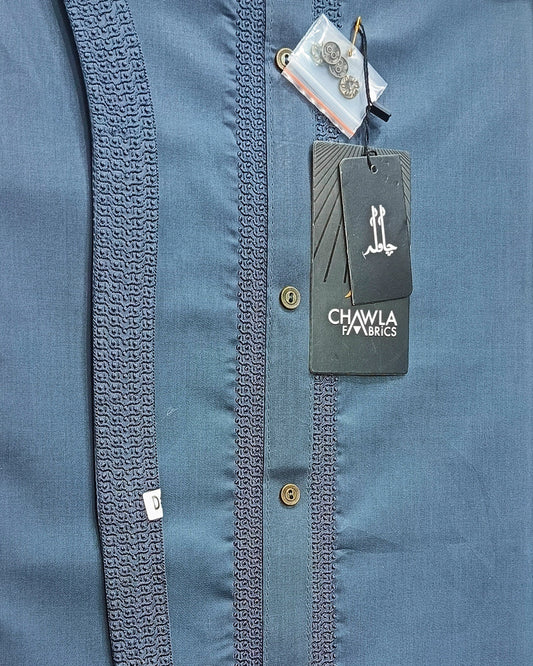 Navi Blue Cotton Embroidery Gala Ban Unstitched Suite Article 503