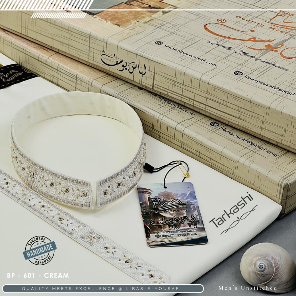 Cream Tar Kashi Boski Embroidery Gala Ban Article E-002