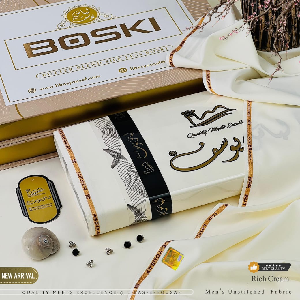 Libas E Yousaf Butter Blend Silk Less Boski - Rich Cream