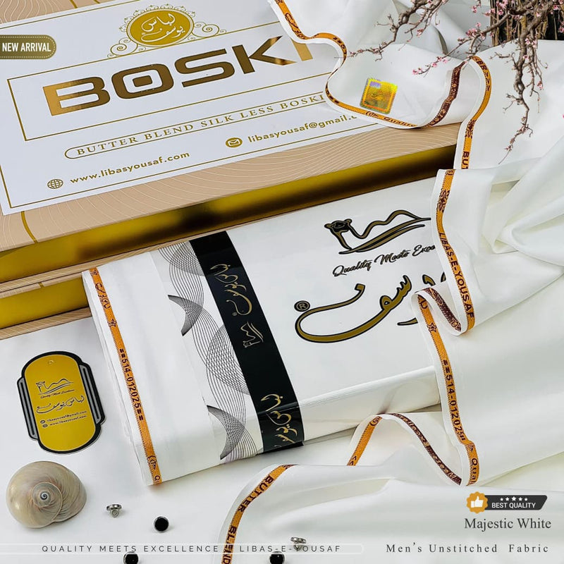 Libas E Yousaf Butter Blend Silk Less Boski - Majestic White