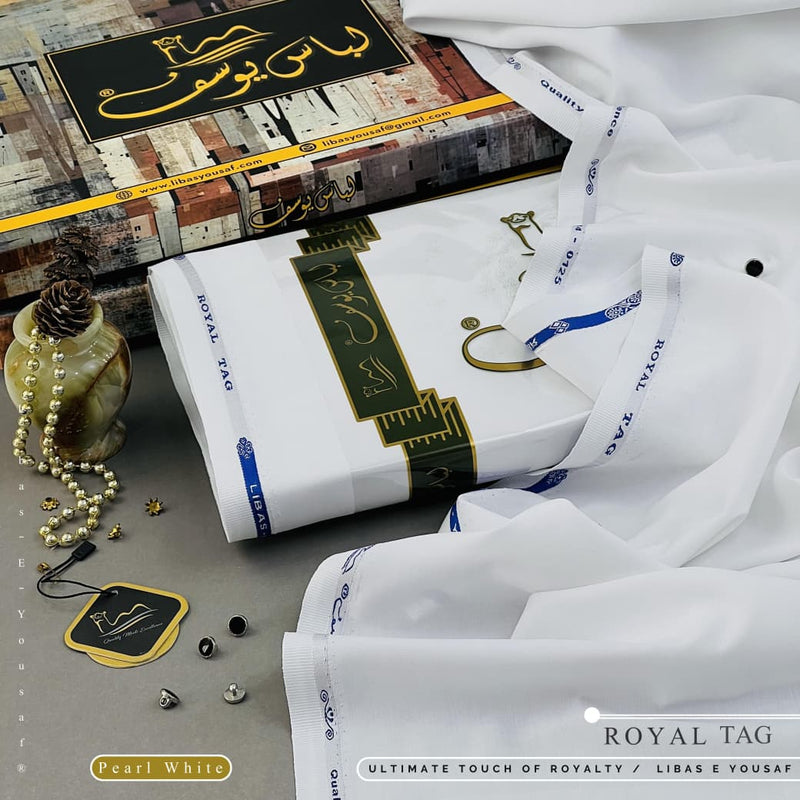 Libas E Yousaf Unstitched Wash & Wear – Pearl White