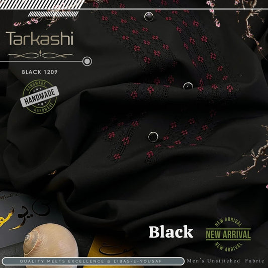 Tarkashi Black Boski Fabric by Libas E Yousaf