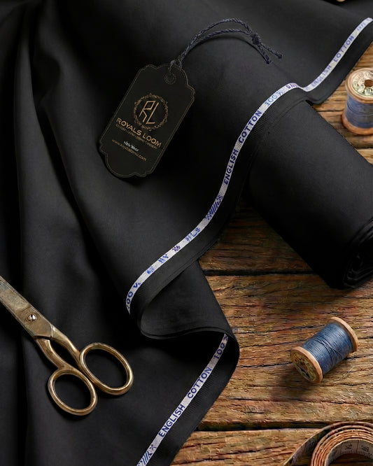 Royals Loom English Cotton Unstitched Suit – Black