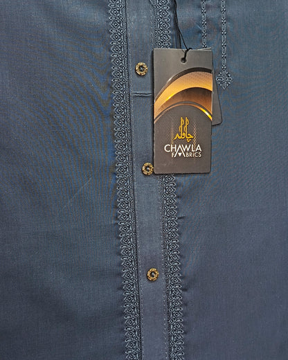 Charcoal Blue Gray Cotton Embroidery Gala Unstitched Article 404