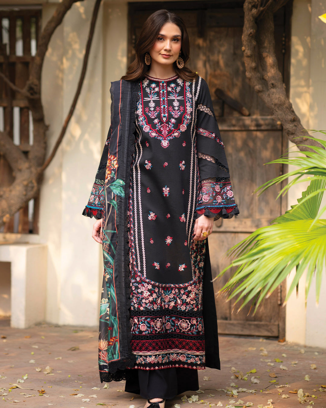 Angan Lawn – Fully Embroidered – Black T-01