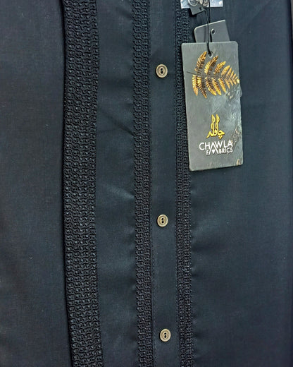 Black Cotton Embroidery Gala Ban Unstitched Suite Article 503