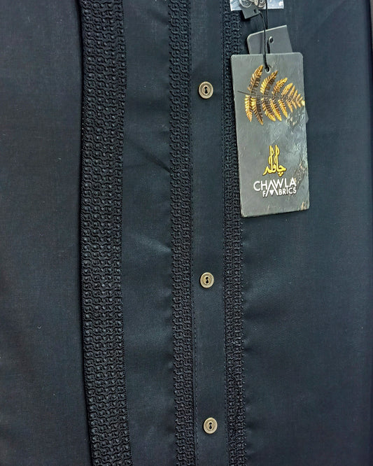 Black Cotton Embroidery Gala Ban Unstitched Suite Article 503