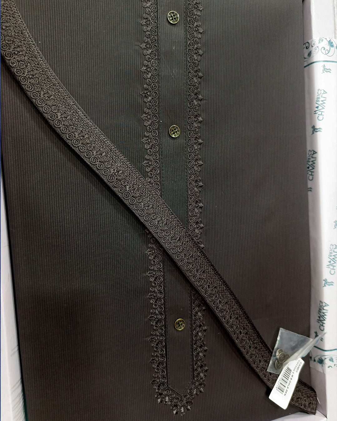 Black Cotton Embroidery Unstitched Suite Article 119