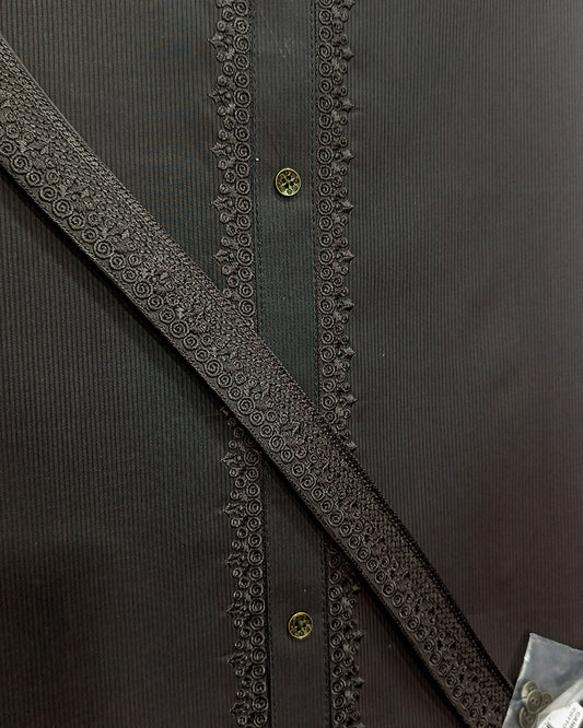 Black Cotton Embroidery Unstitched Suite Article 119