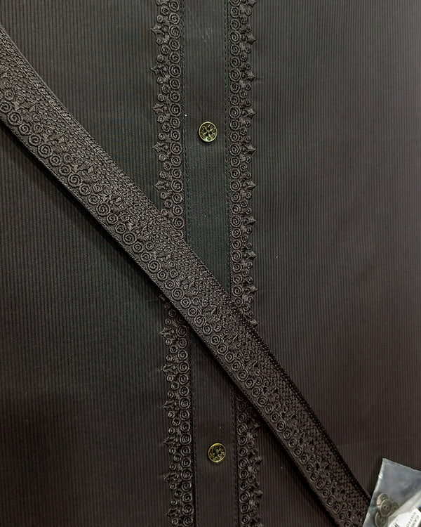 Black Cotton Embroidery Unstitched Suite Article 119