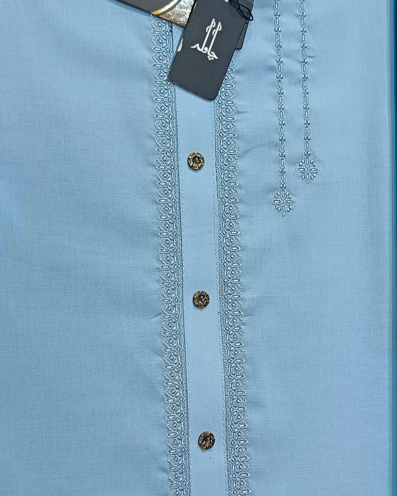 Sky Blue Cotton Embroidery Gala Unstitched Article 404