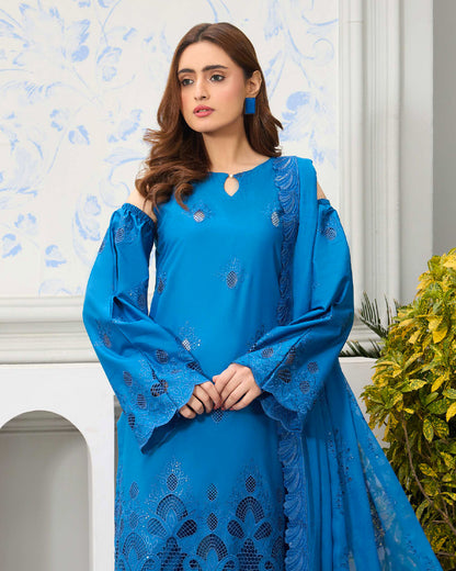 Palwasha Lawn – Fully Embroidered Shirt – Neel Noor Blue