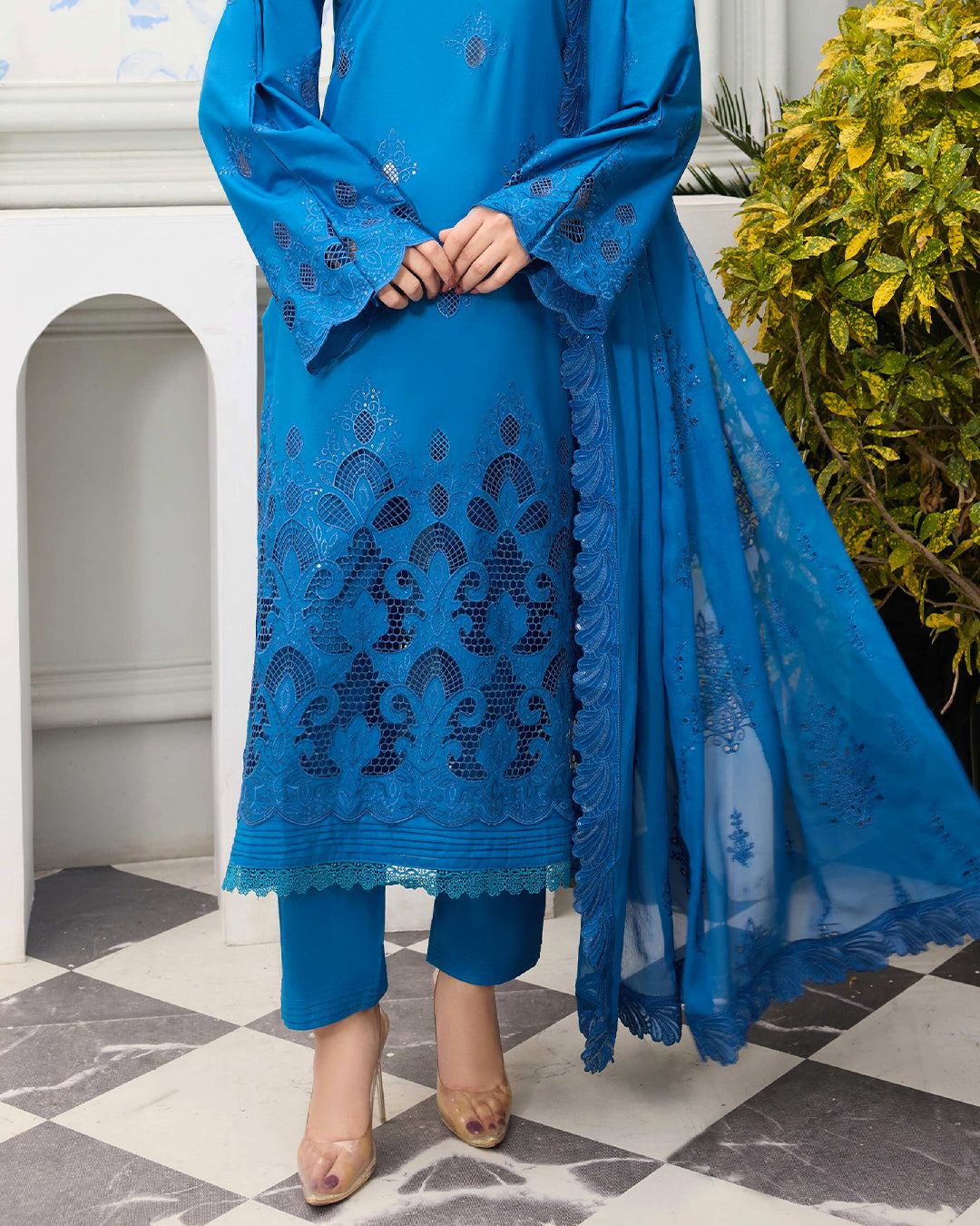 Palwasha Lawn – Fully Embroidered Shirt – Neel Noor Blue