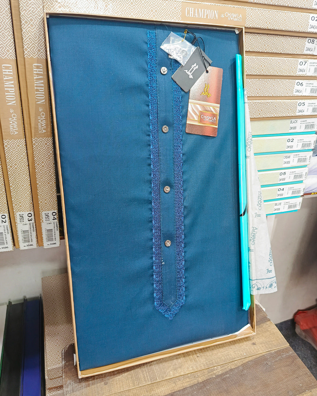 Blue Cotton Embroidery Gala Unstitched Article 408