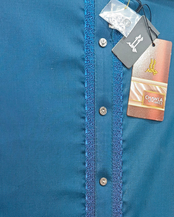 Blue Cotton Embroidery Gala Unstitched Article 408