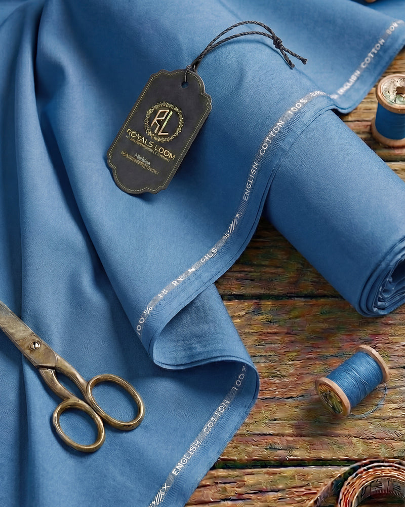 Royals Loom English Cotton Unstitched Suit – Sky Blue
