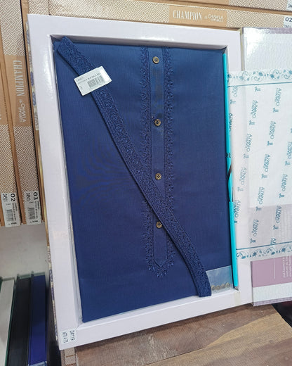 Dark Blue Cotton Embroidery Unstitched Suite Article 119