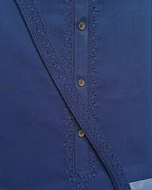 Dark Blue Cotton Embroidery Unstitched Suite Article 119
