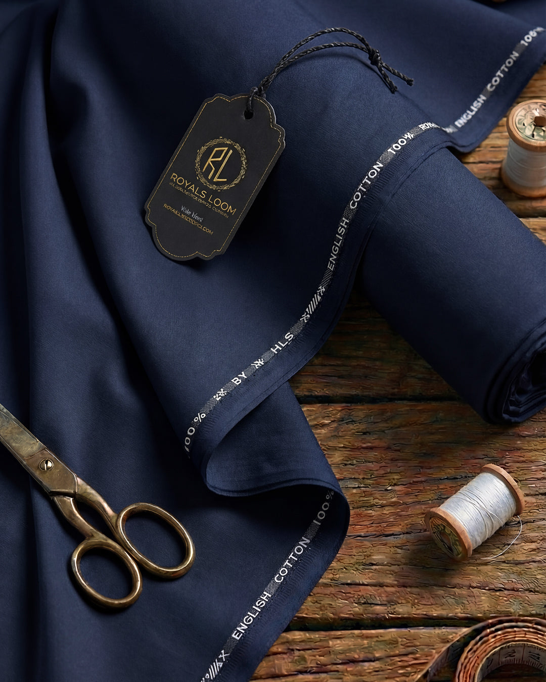 Royals Loom English Cotton Unstitched Suit – Navy Blue