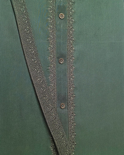 Dark Green Cotton Embroidery Unstitched Suite Article 119