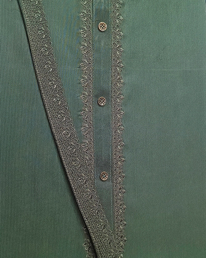 Dark Green Cotton Embroidery Unstitched Suite Article 119