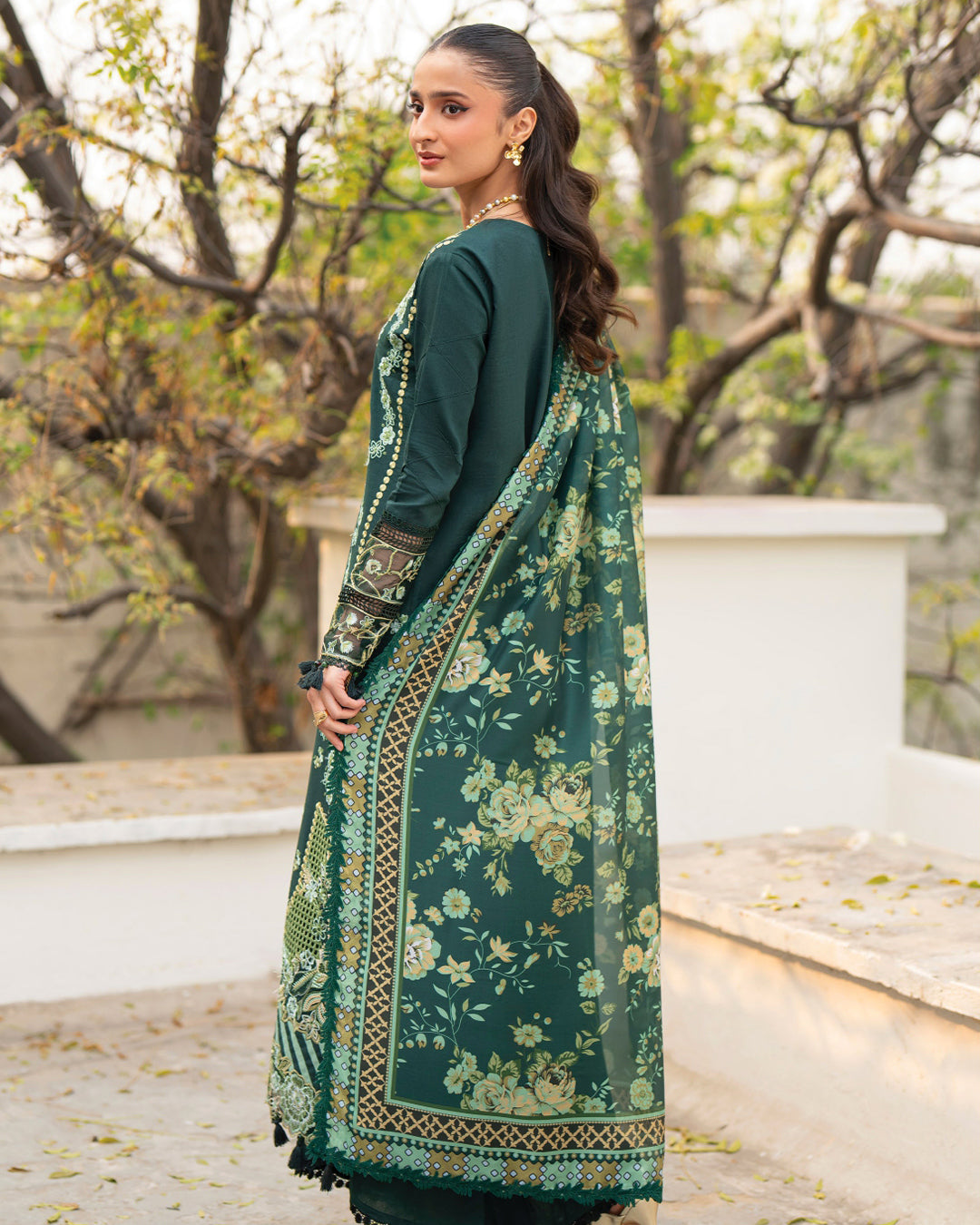 Angan Lawn – Fully Embroidered – Dark Green
