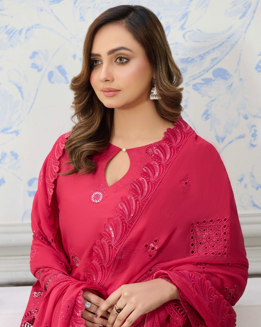 Palwasha Lawn – Fully Embroidered Shirt – Gulistan Dark Pink
