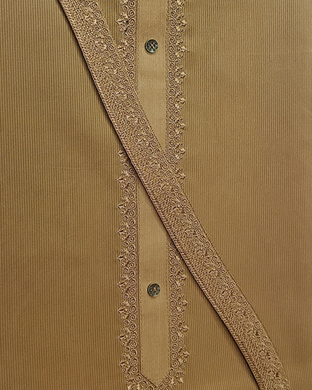 Golden Brown Cotton Embroidery Unstitched Suite Article 119