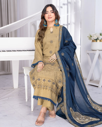 Alif Lawn – Fully Embroidered –  Light Mandi