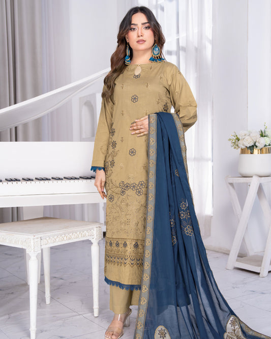 Alif Lawn – Fully Embroidered –  Light Mandi