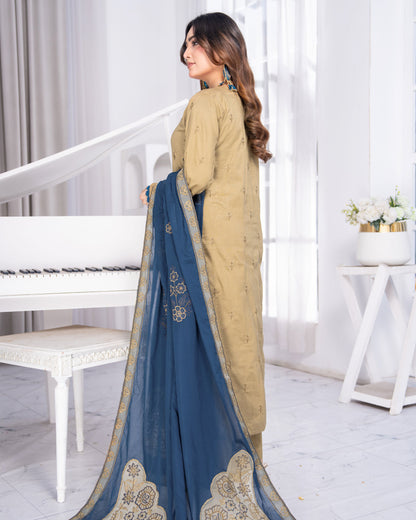 Alif Lawn – Fully Embroidered –  Light Mandi