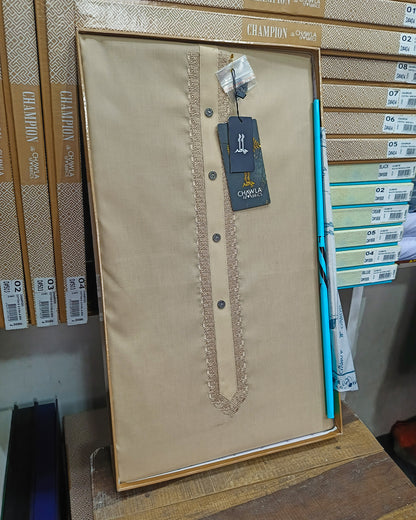 Light Brown Cotton Embroidery Gala Unstitched Article 408