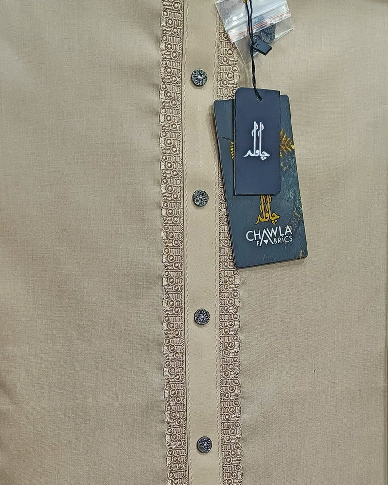 Light Brown Cotton Embroidery Gala Unstitched Article 408