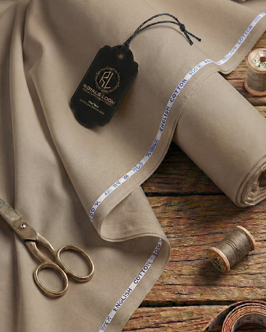 Royals Loom English Cotton Unstitched Suit – Light Brown