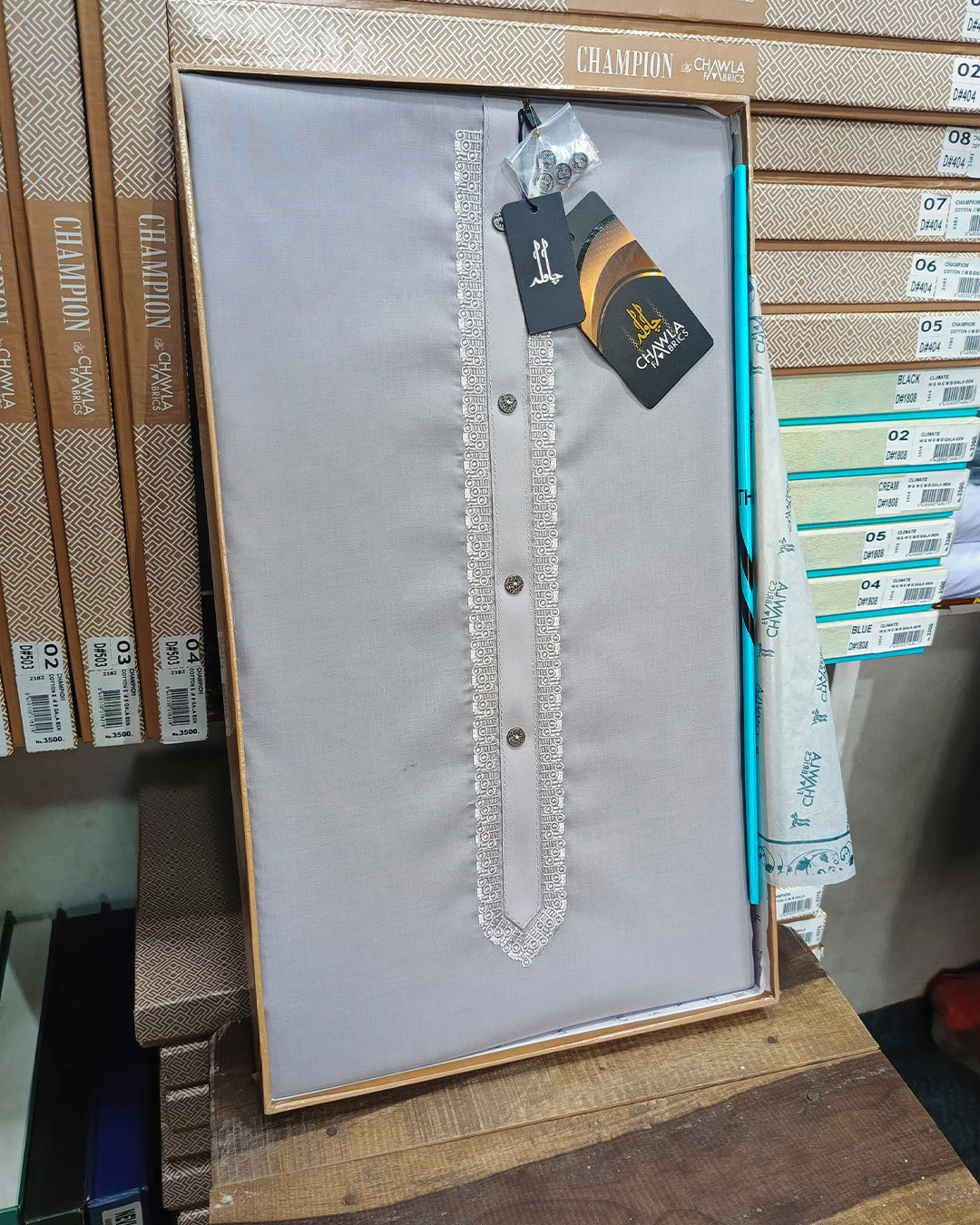 Cool Gray Cotton Embroidery Gala Unstitched Article 408